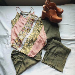 Patchwork floral scarf tanktop